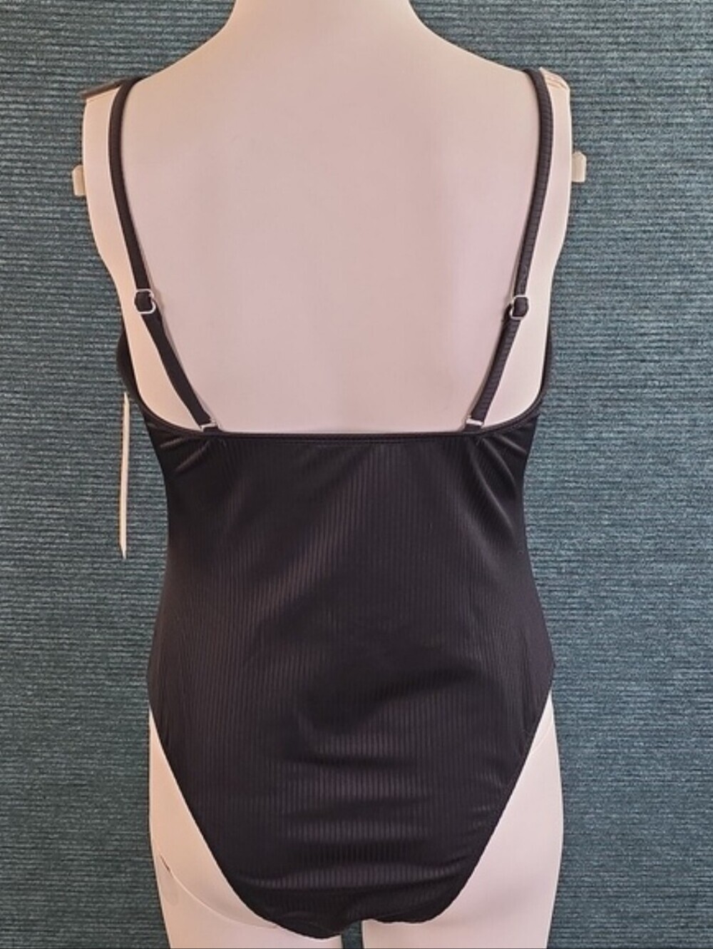 Black Two Tie Ottoman Ribbed One Piece Swimsuit No Boundaries - Picture 3 of 12